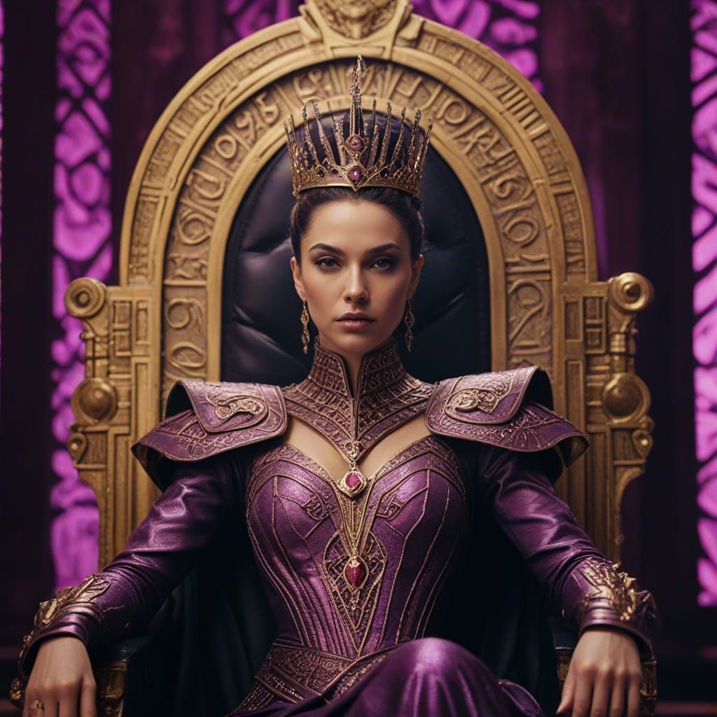 Empress in Futuristic Throne Room: Hyper-Realistic Digital A...