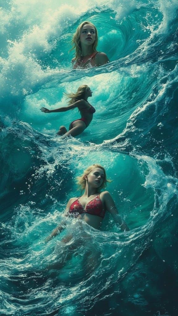 Surfing and Ocean Scenes: A Pentaptych Masterpiece