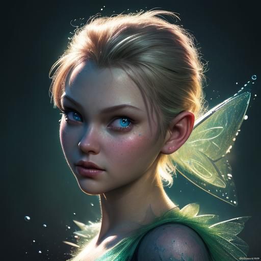 Dark Disney Tinkerbell Hyperrealistic Splash Art