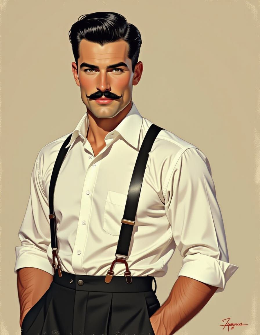 1950s Style Handsome Man in Black and White