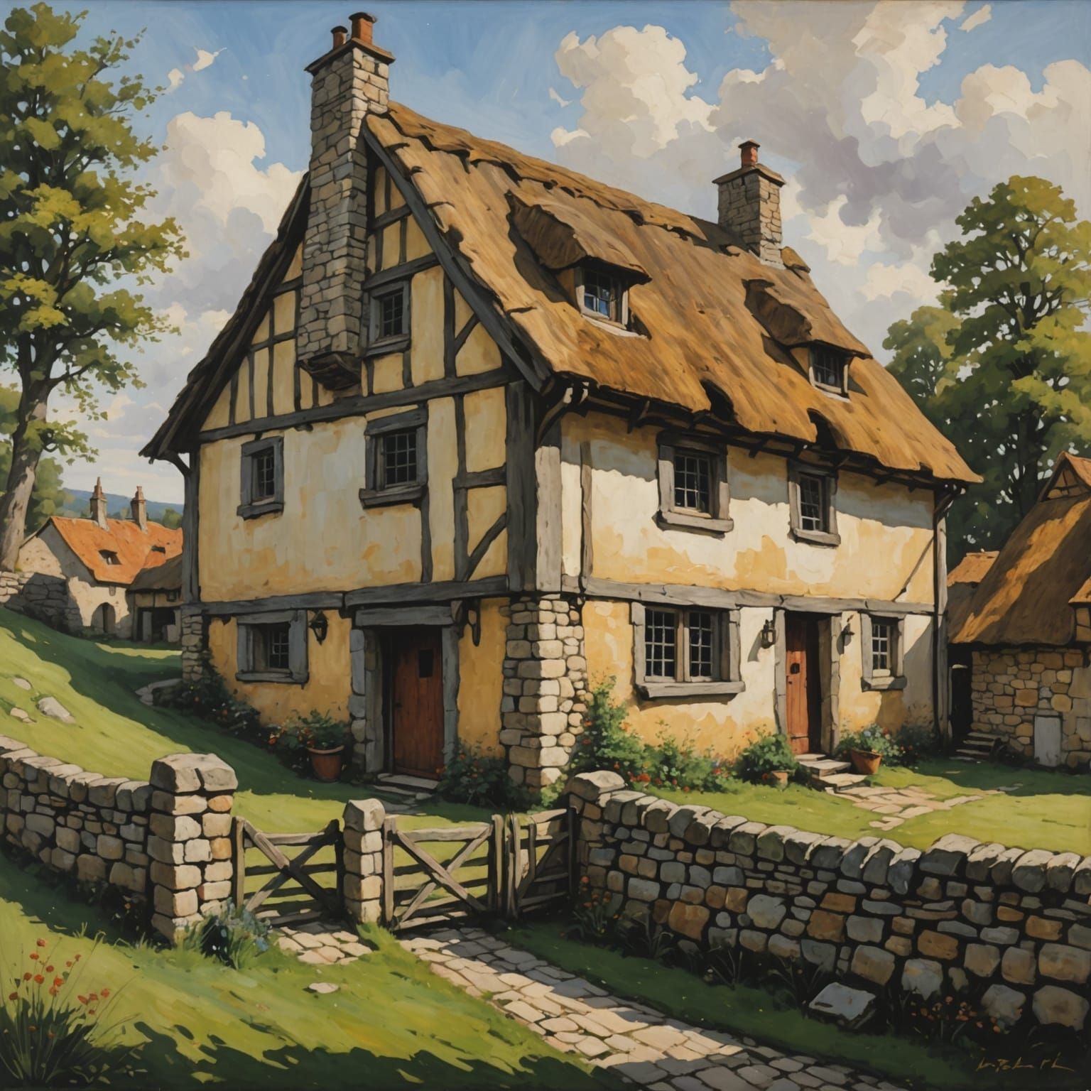 Medieval Peasants' Cottage in Vibrant Colors