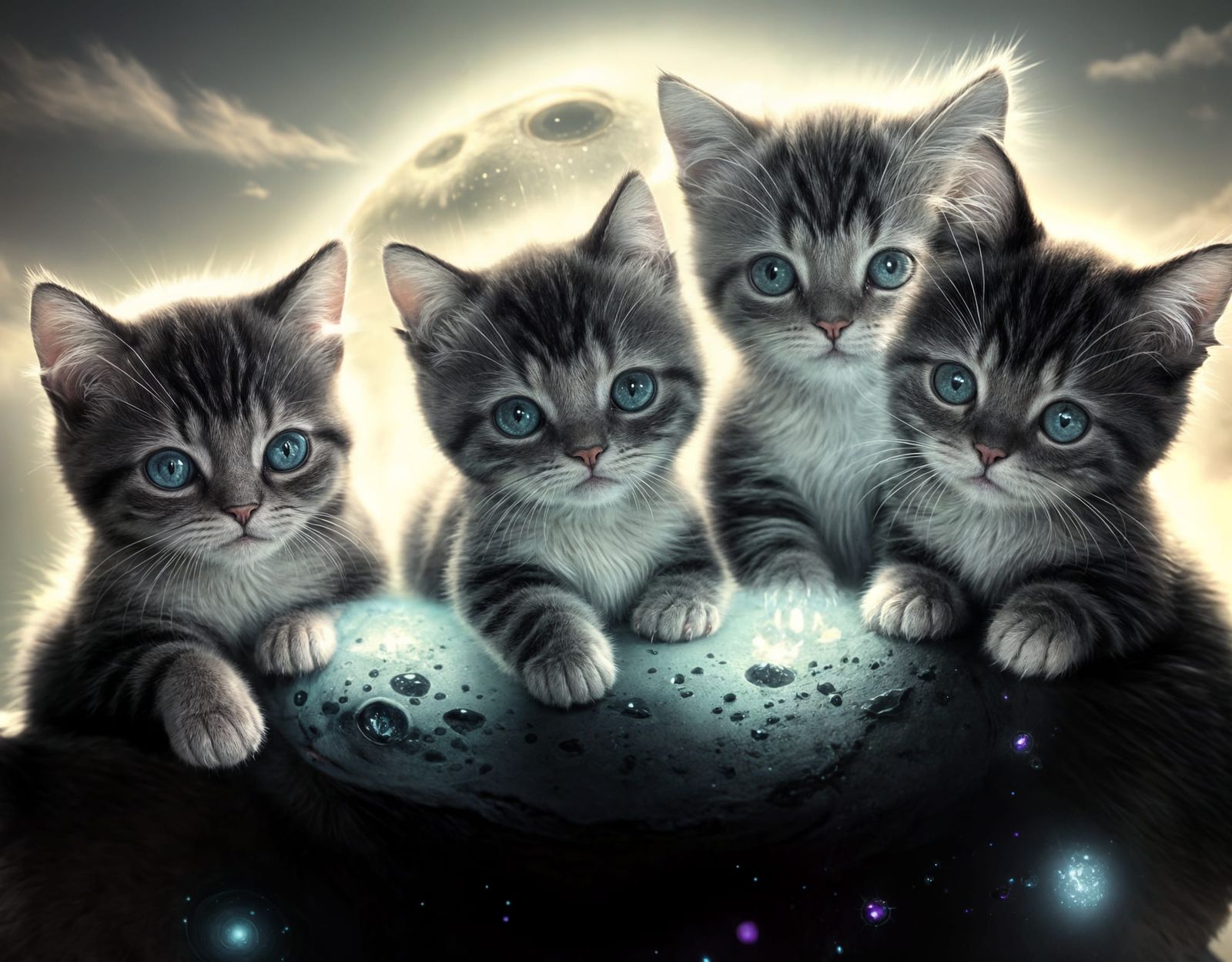 Adorable Kittens in Whimsical Surrealist Portrait