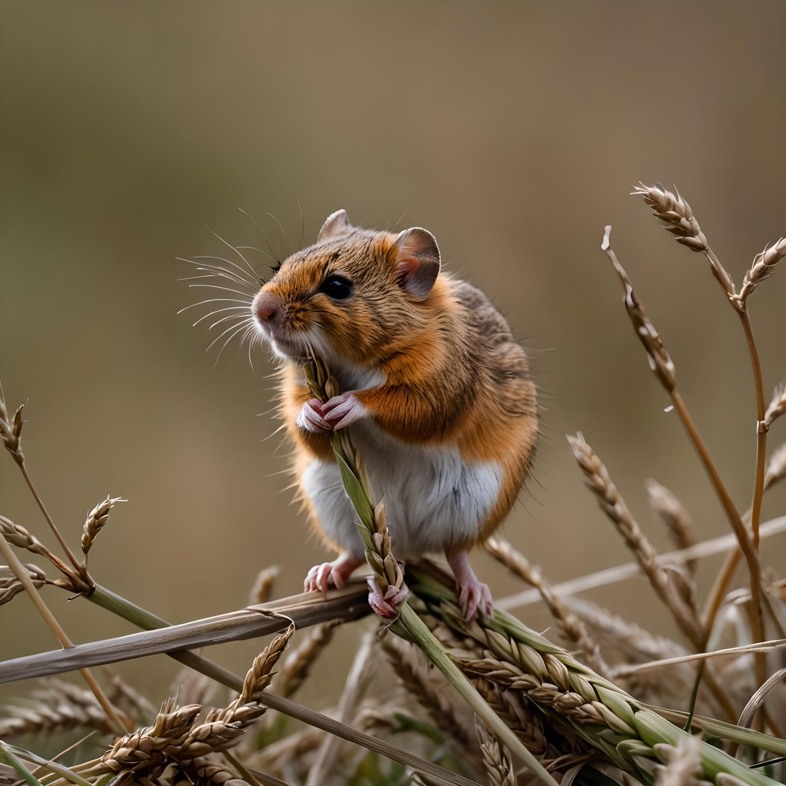 Harvest Mouse Portrait in Wheat Field