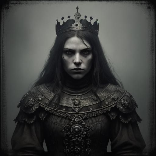 Woman with Iron Crown in Dark Fantasy Style