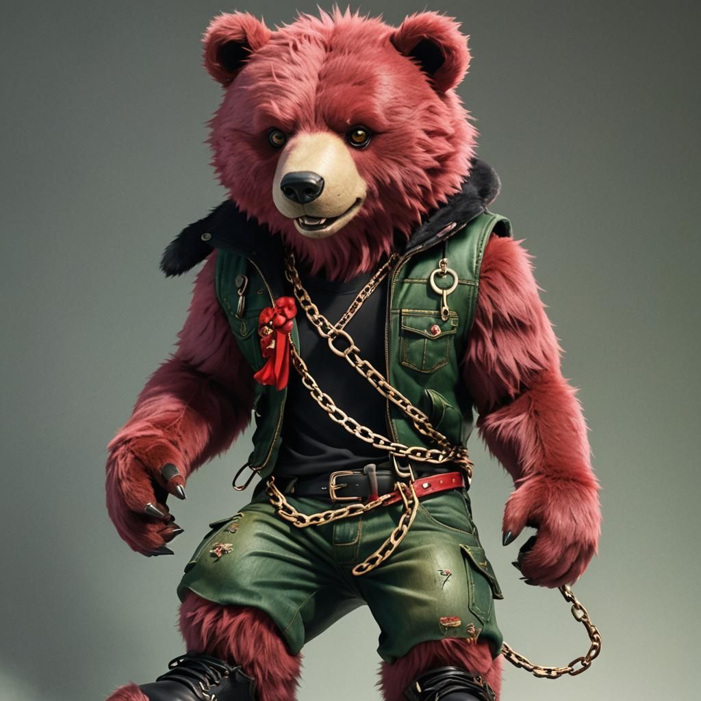 Hyper-Realistic Anime Bear Kin Portrait in Urban Style