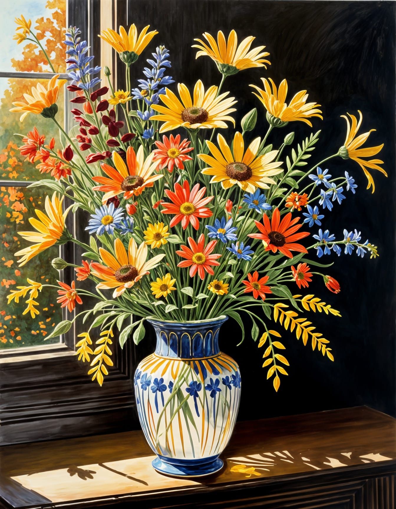 Autumn Wildflower Still Life in Gouache