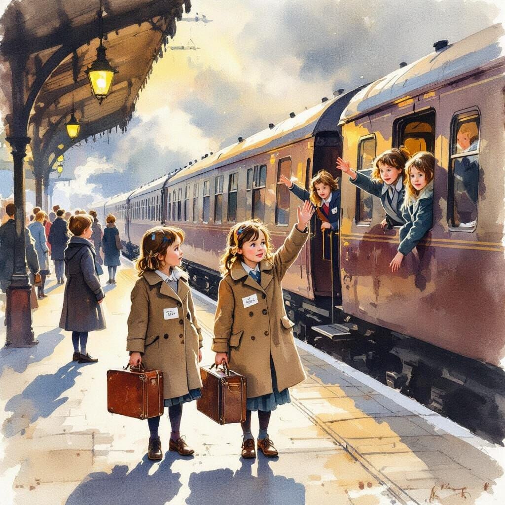 WW2 Evacuee Children on Train Platform