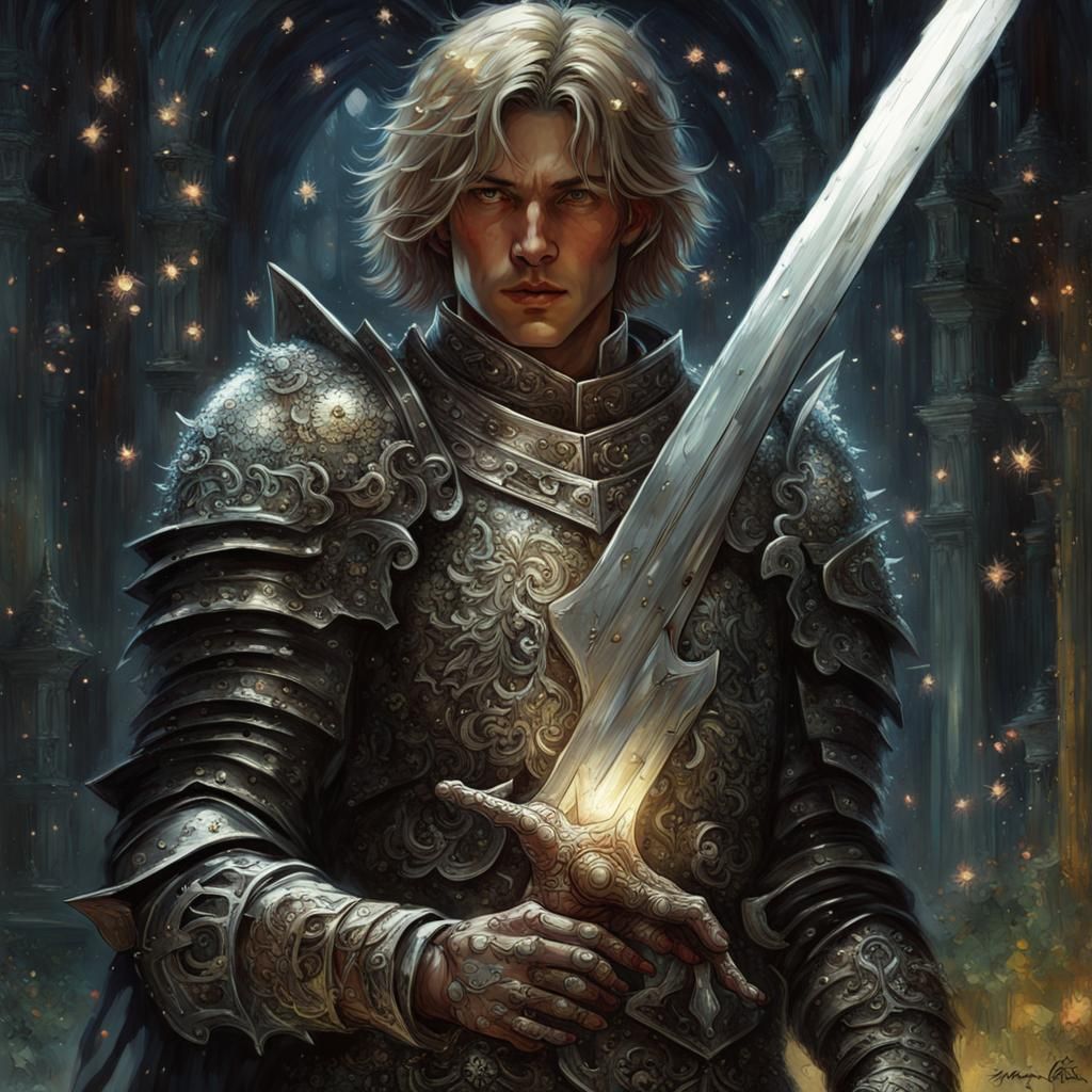Gothic Knight with Sword and Blossom