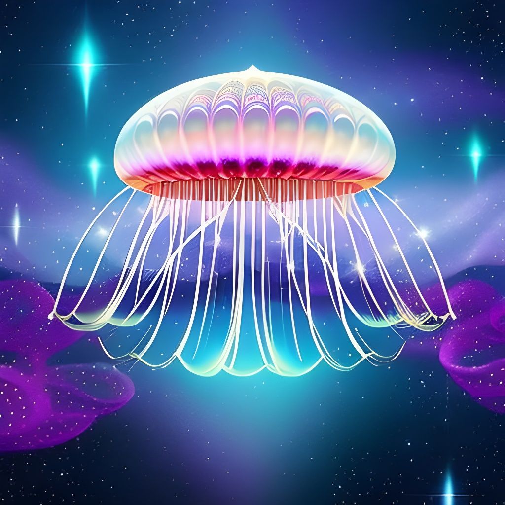 Luminous Nebula Jellyfish in Sparkling Ocean