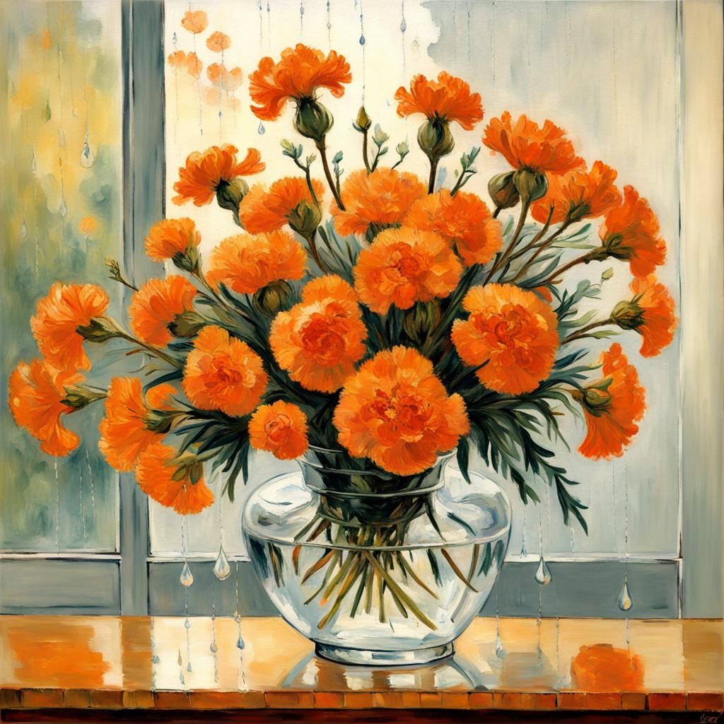 Carnations in Vase: Impressionist Still Life
