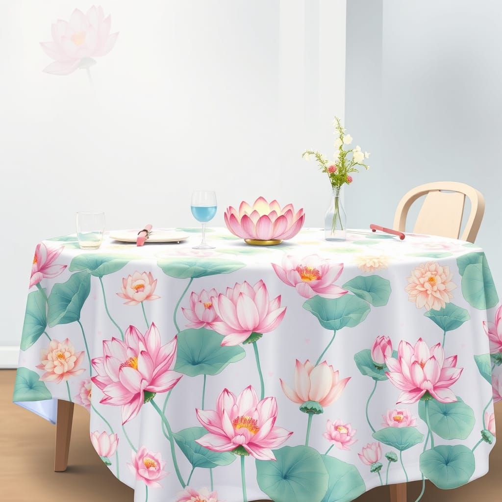 Elegant Lotus Table Setting in Anime Style