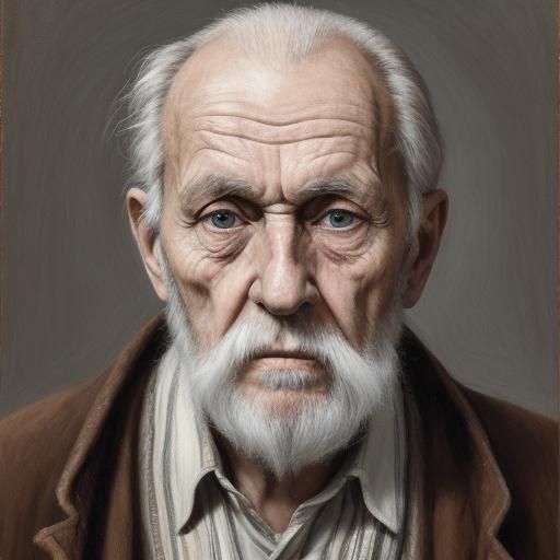 Sad Homeless Man Portrait in Expressionist Hyperrealism