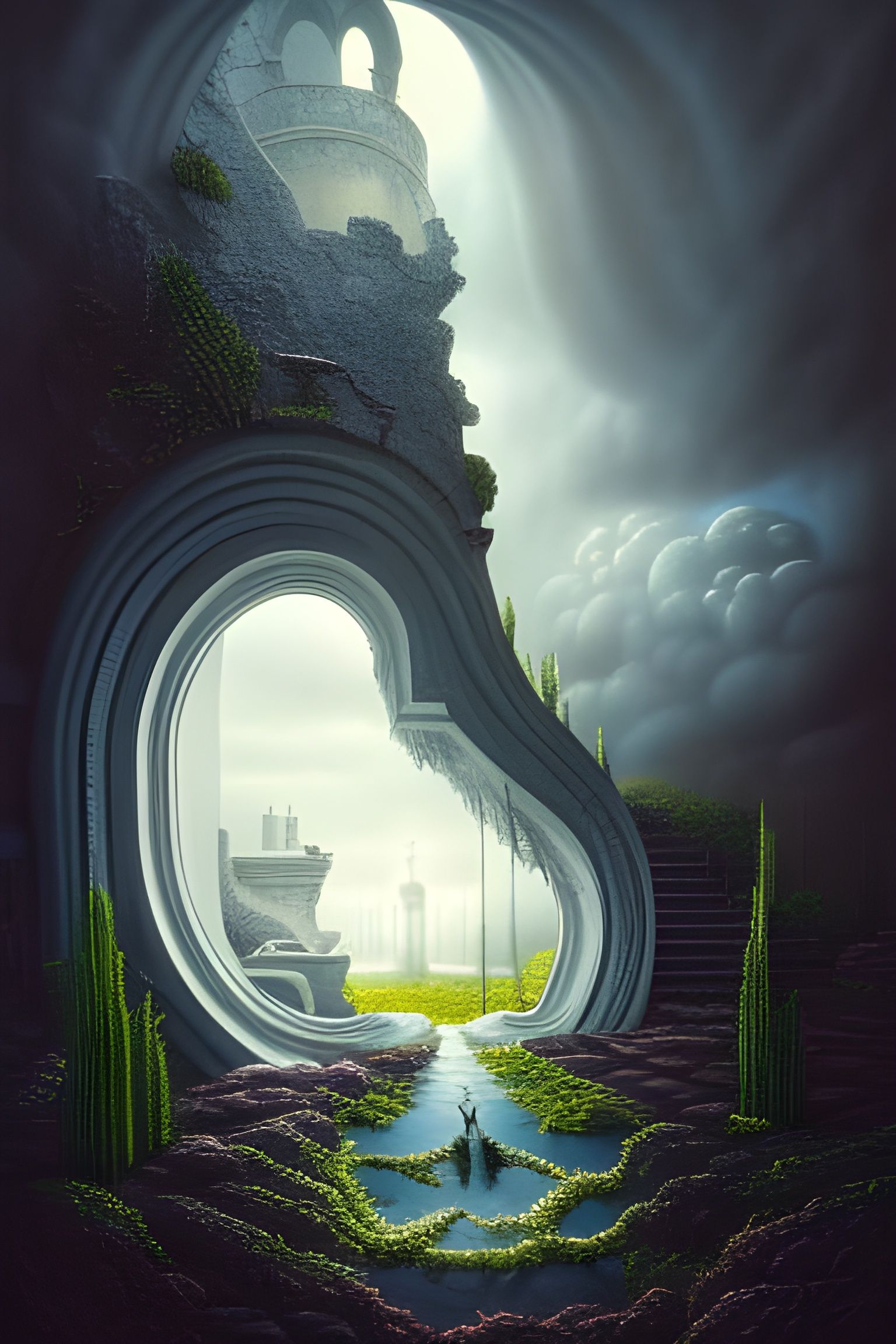 Dark Fantasy Secret Entrance in the Clouds