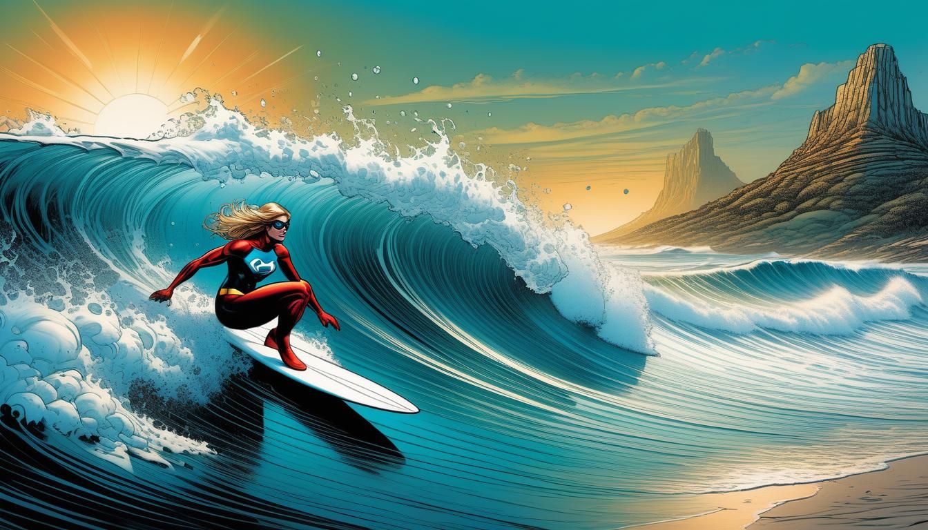 Female surfer super hero
