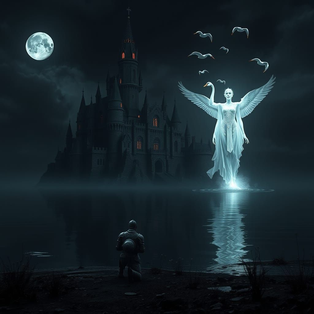 Gothic Castle & Knight by Ethereal Queen in Dark Fantasy Art