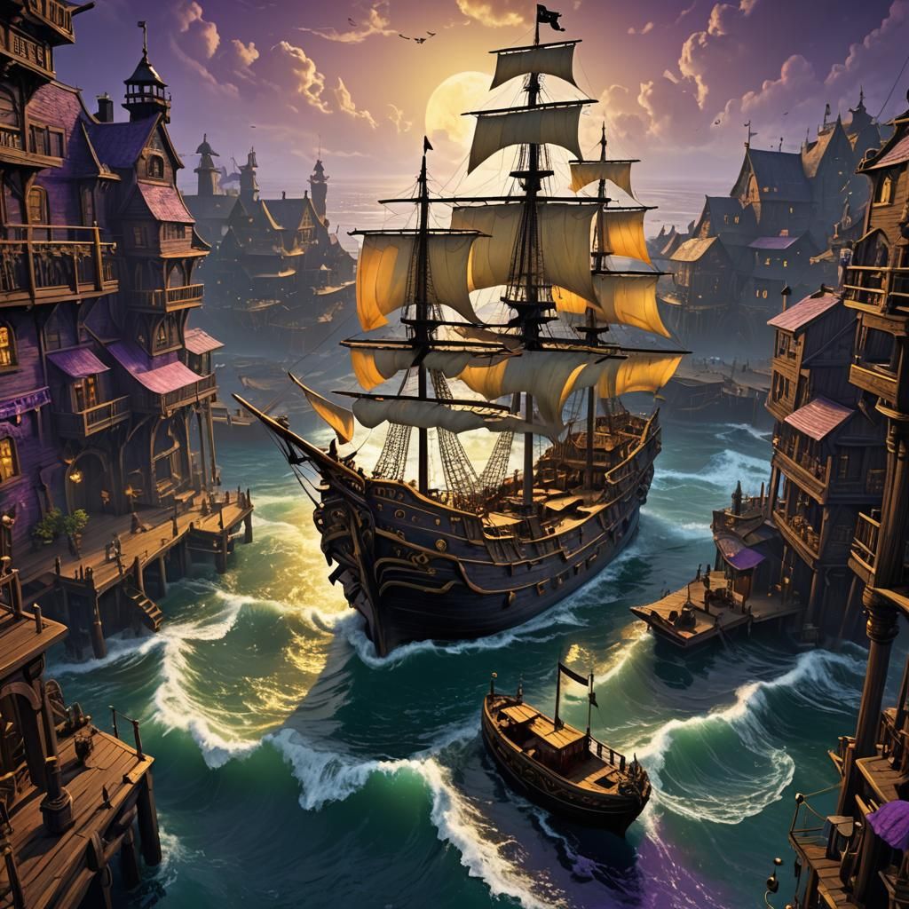 Pirate Ship Fantasy Art in 8K Resolution