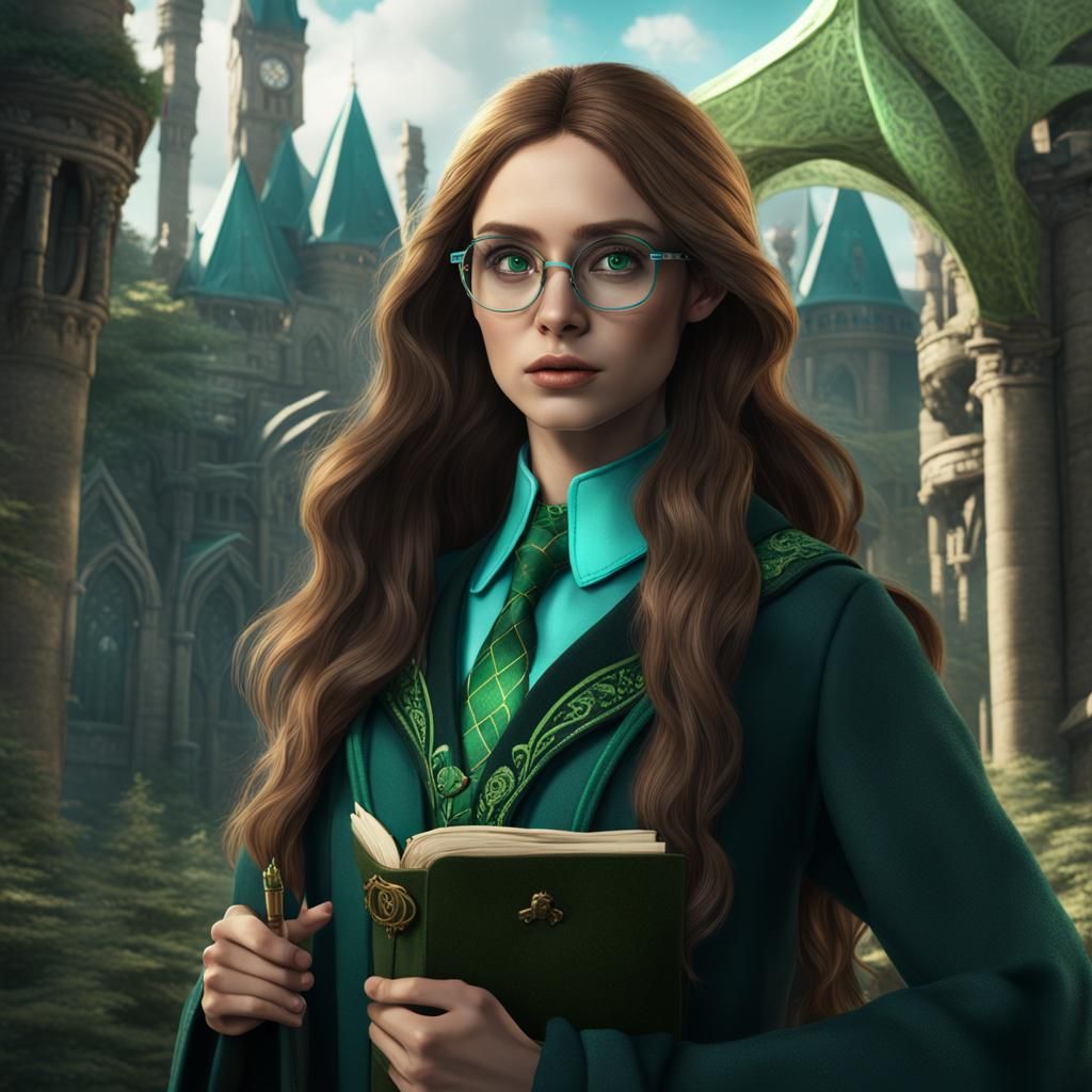 Slytherin Woman Portrait in Fantasy Art Style