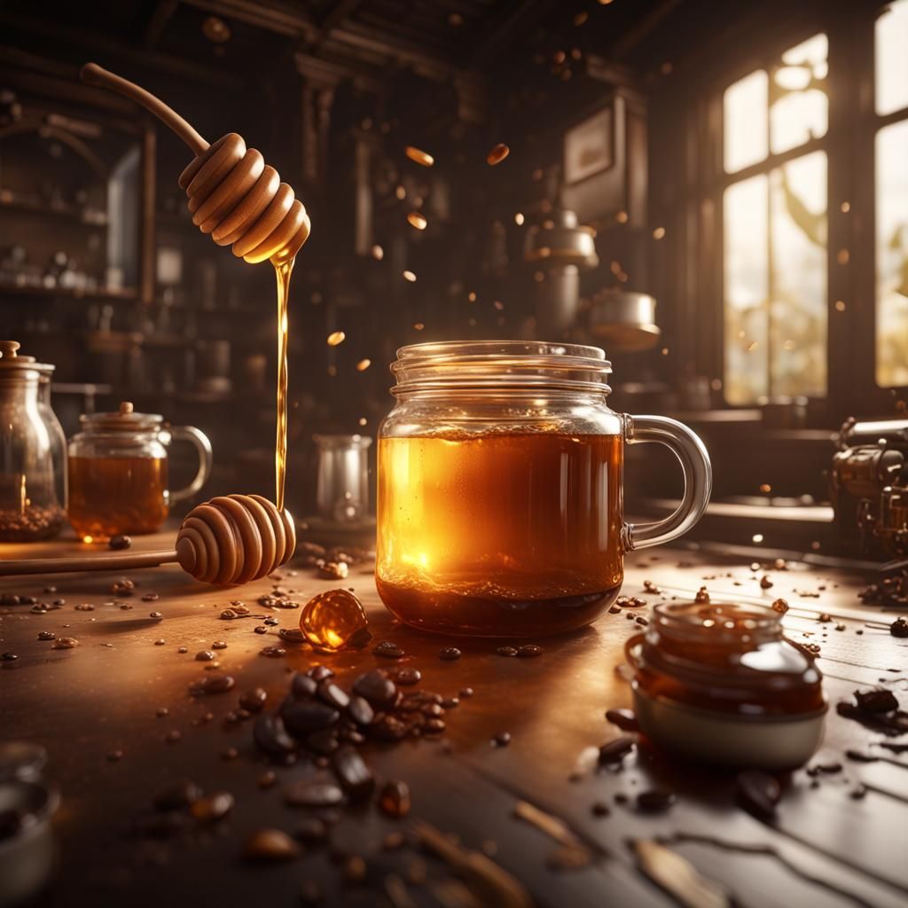 Honey, Coffee, and Musk in 3D Cinematic Style