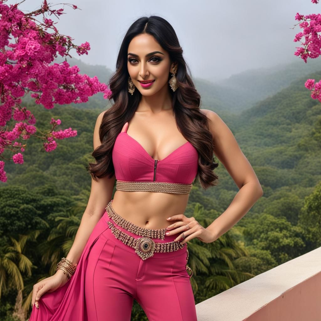 Ethereal Portrait of Woman in Pink Crop Top