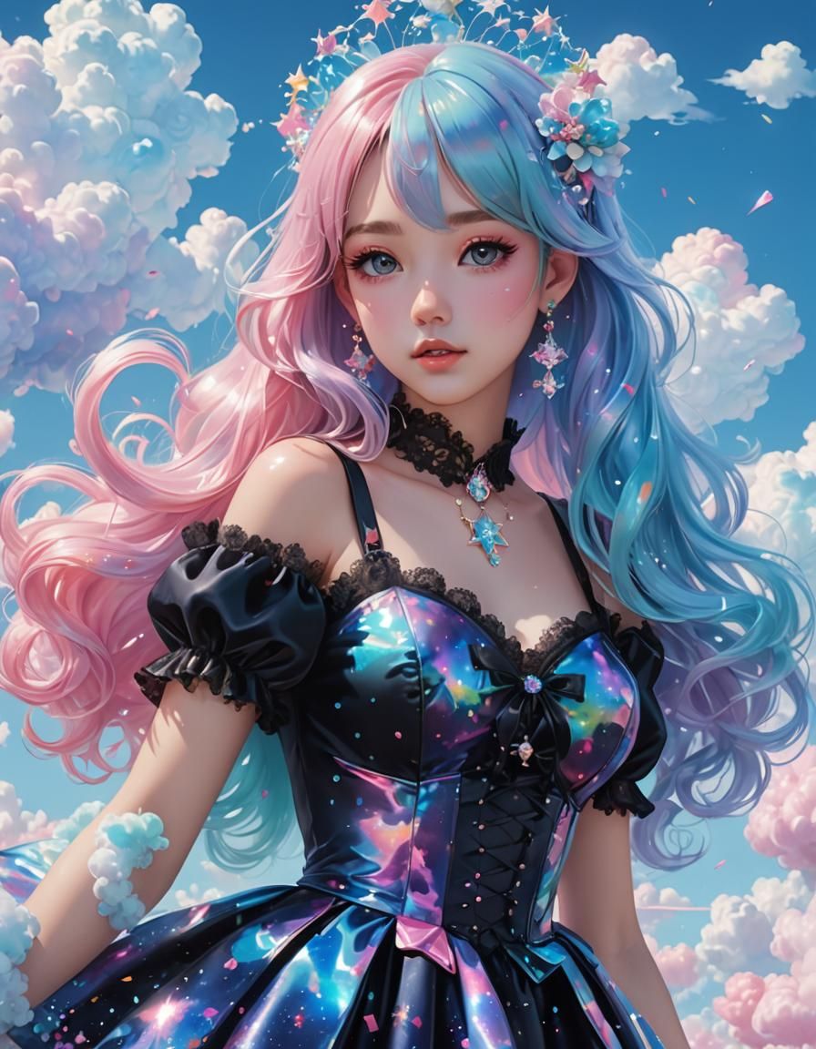 Holographic Iridescent Dress in Lisa Frank Style