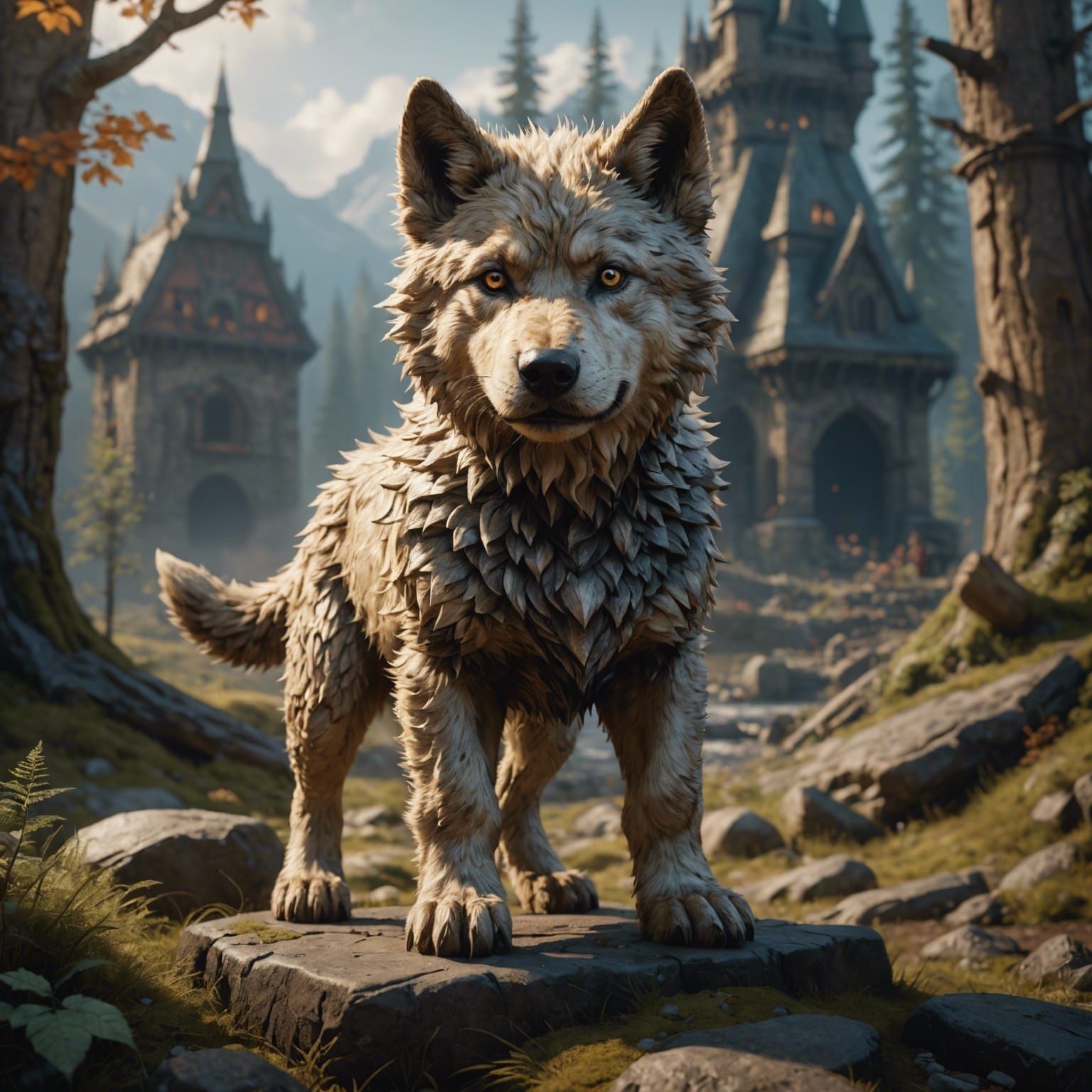 Tan Dire Wolf Pup Fantasy Concept Art