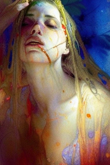 Melancholy Mother of Jesus in Urban Dystopia