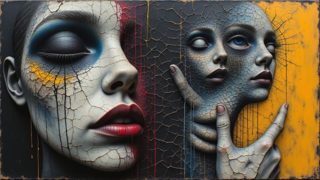 Surreal Synthography Collage with Abstract Cloth Textures