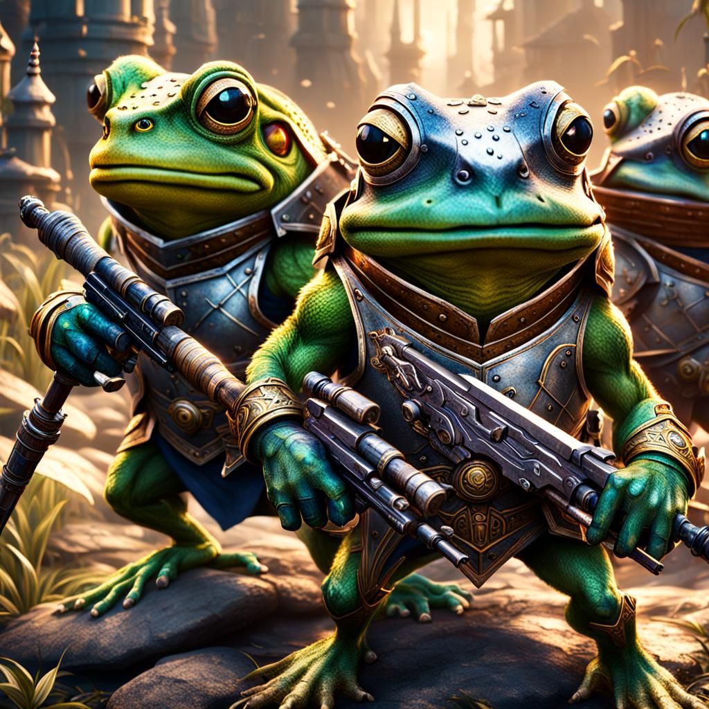 Armored Battle Frogs: Detailed Fantasy Concept Art