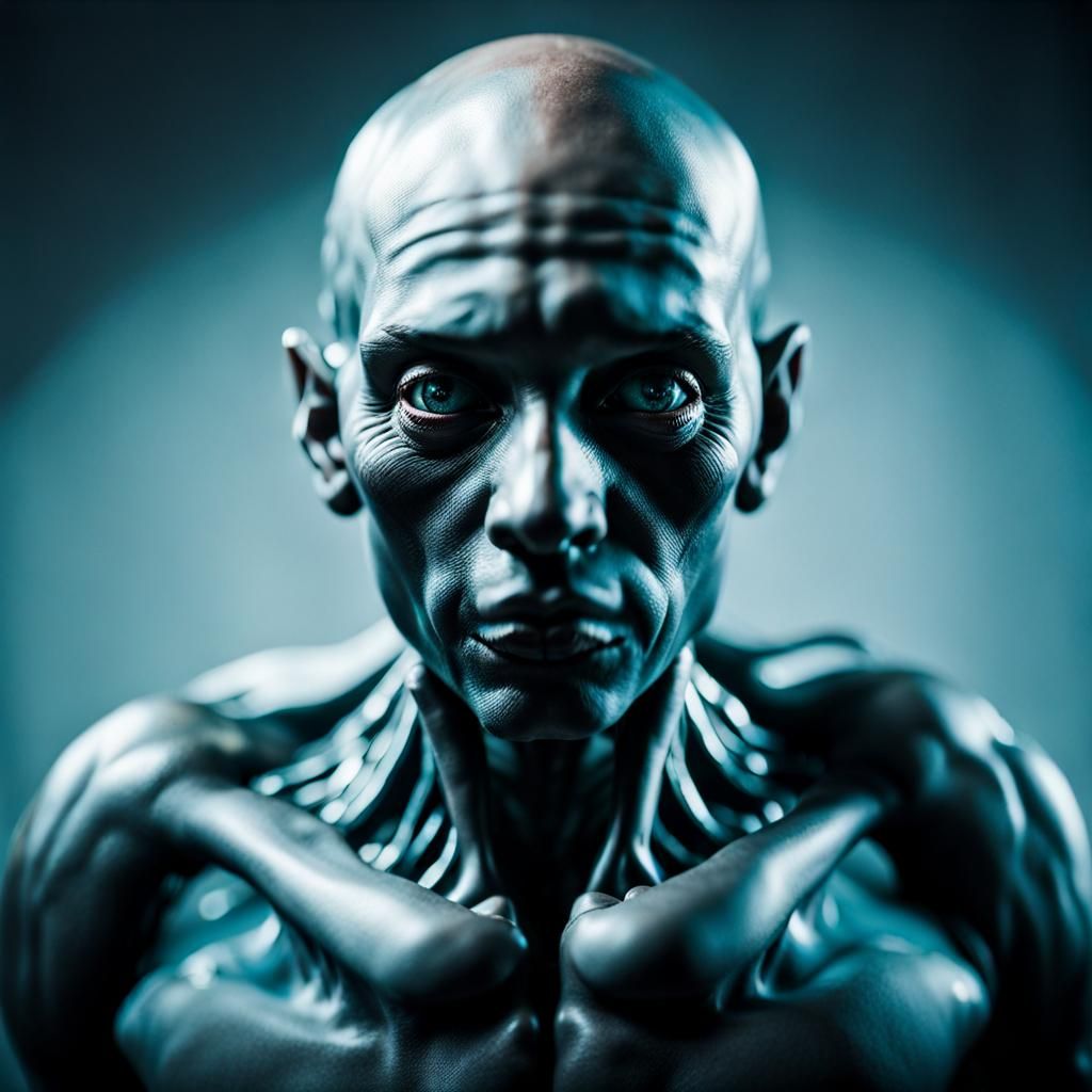 Bioluminescent Humanoids in Shadow, Digital Portrait