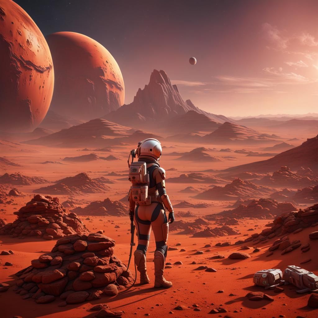 Artist on Mars Painting the Landscape