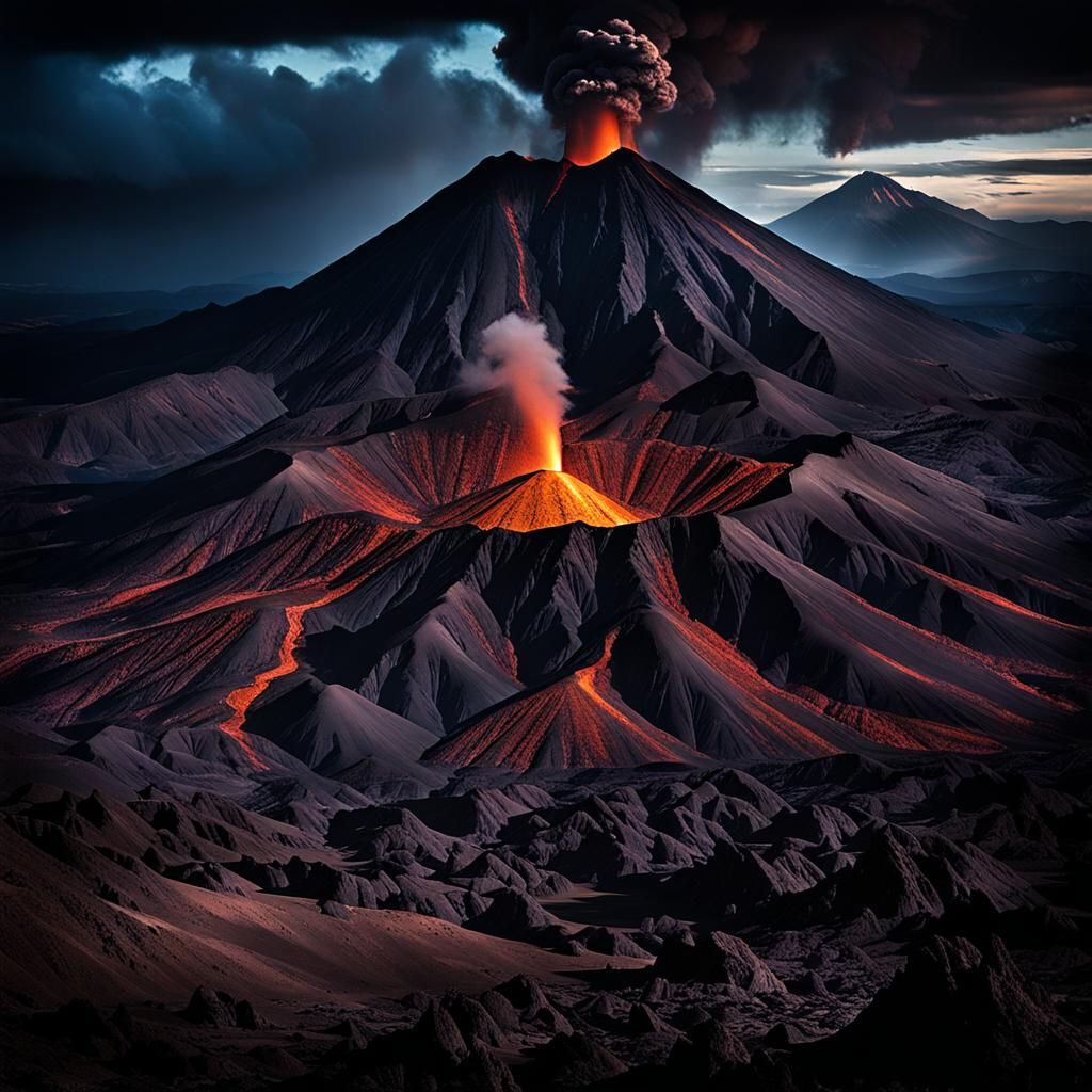 Chocolate Volcano with Dramatic Lighting