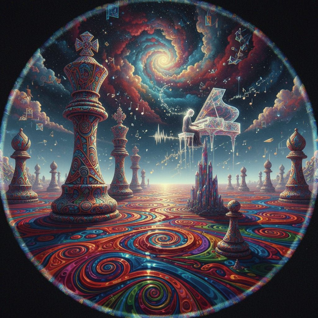 Psychedelic Chess Dreamscape in Surreal Style