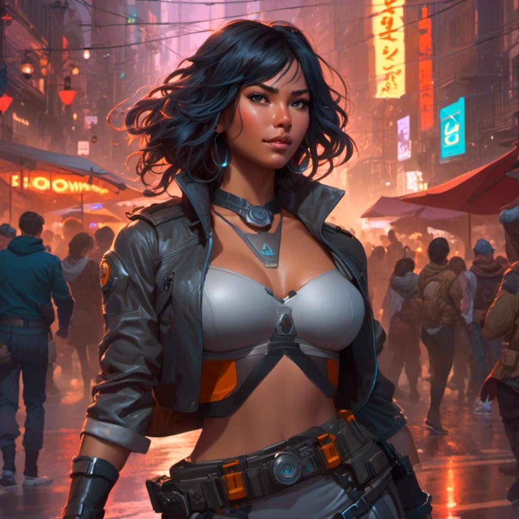 Korra in Cyberpunk City with Dynamic Lighting