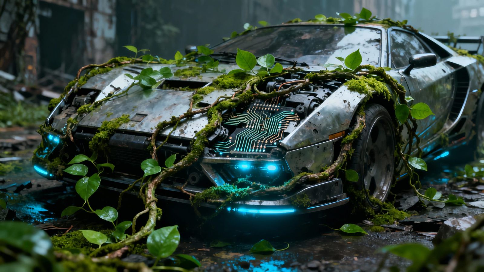 Futuristic Hovercar Crash Reclaimed by Nature