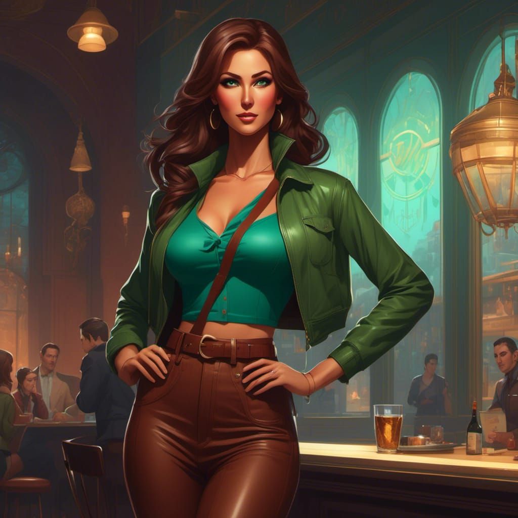 Beautiful Woman with Hourglass Figure, Hyperdetailed Portrai...