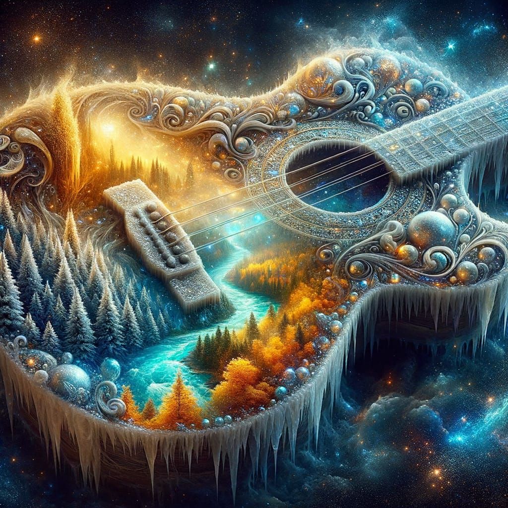 Exquisite Ice Guitar Blending Autumn and Winter