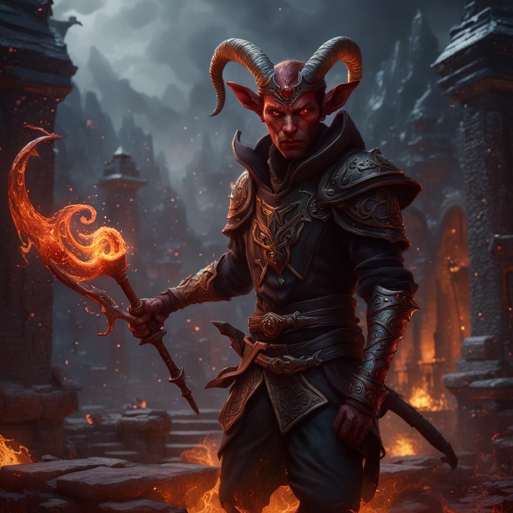 Detailed Tiefling Character Concept Art