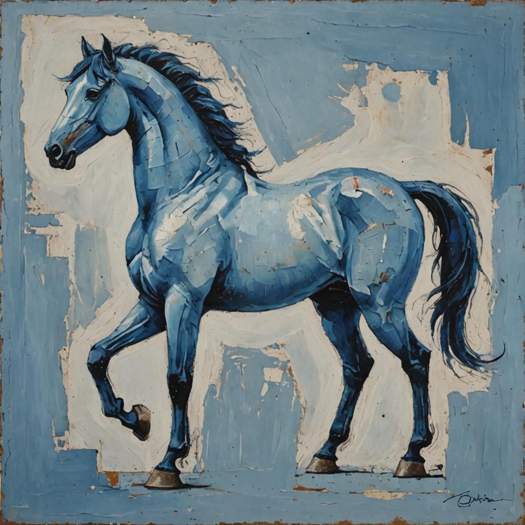 Dynamic Blue Horse Illustration