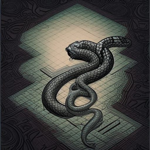 Square Headed Snake in Comic Book Art Style