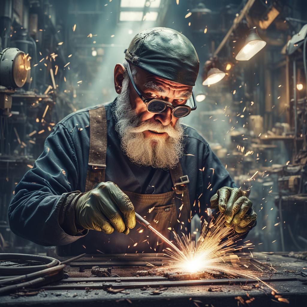 Welder Creating Metal Folk Art in Workshop