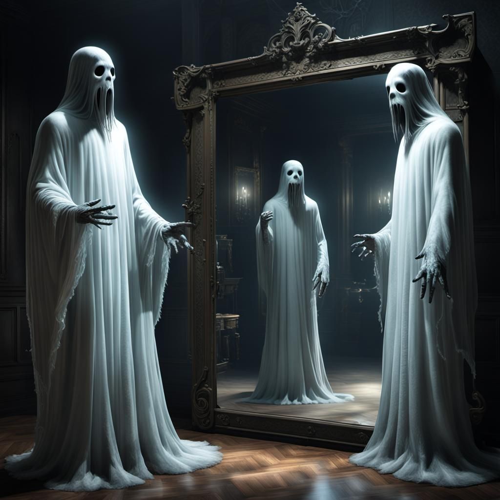 Ghosts in a Spooky Mansion, 3D Render