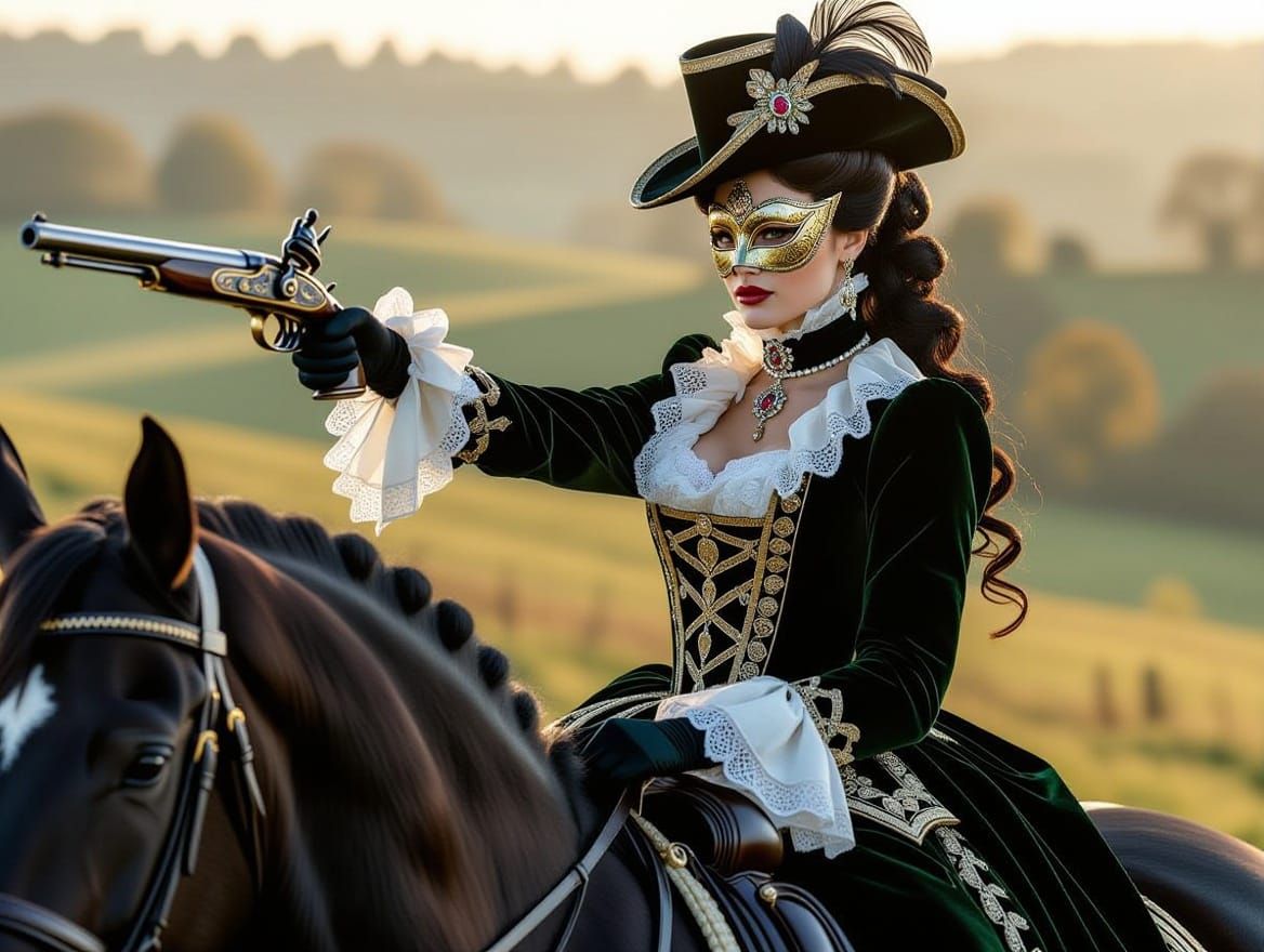 Elegant 18th Century Lady Confronts Viewer with Regal Dignit...