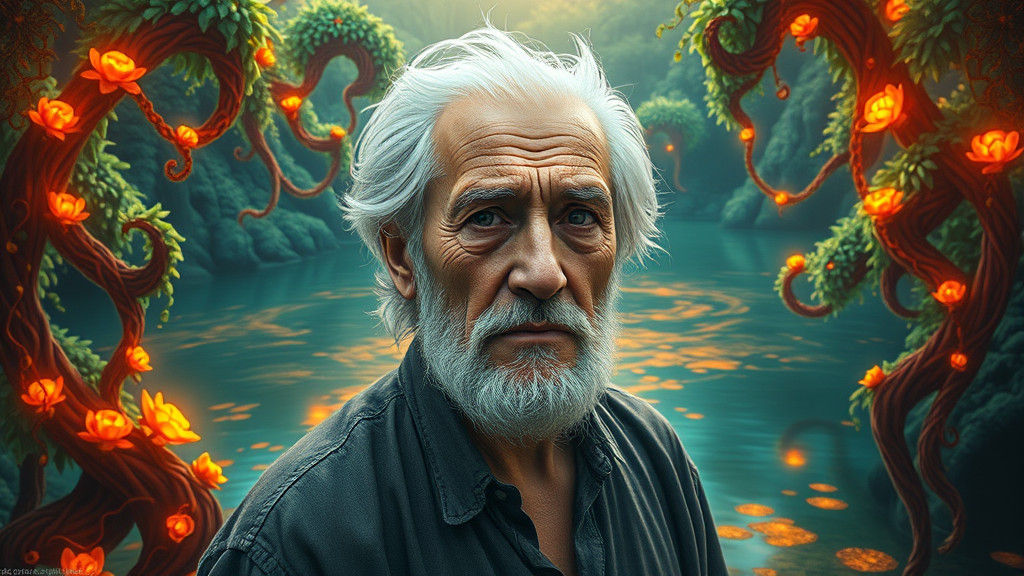 Mystical Elder in Golden Realm Concept Art