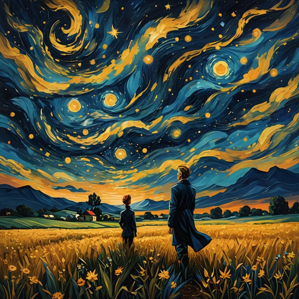 Starry Night Concept Art in Van Gogh Style