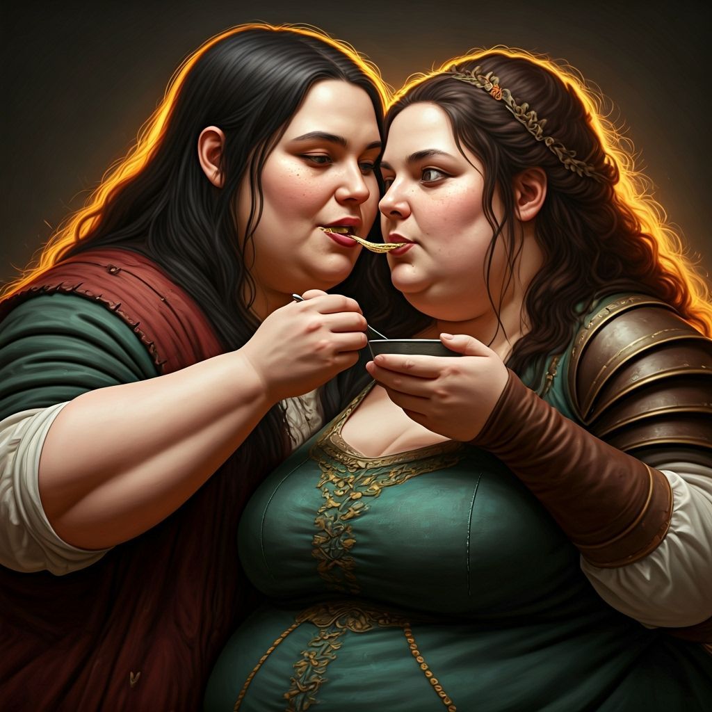 Romantic Medieval Portrait of a Lesbian Couple