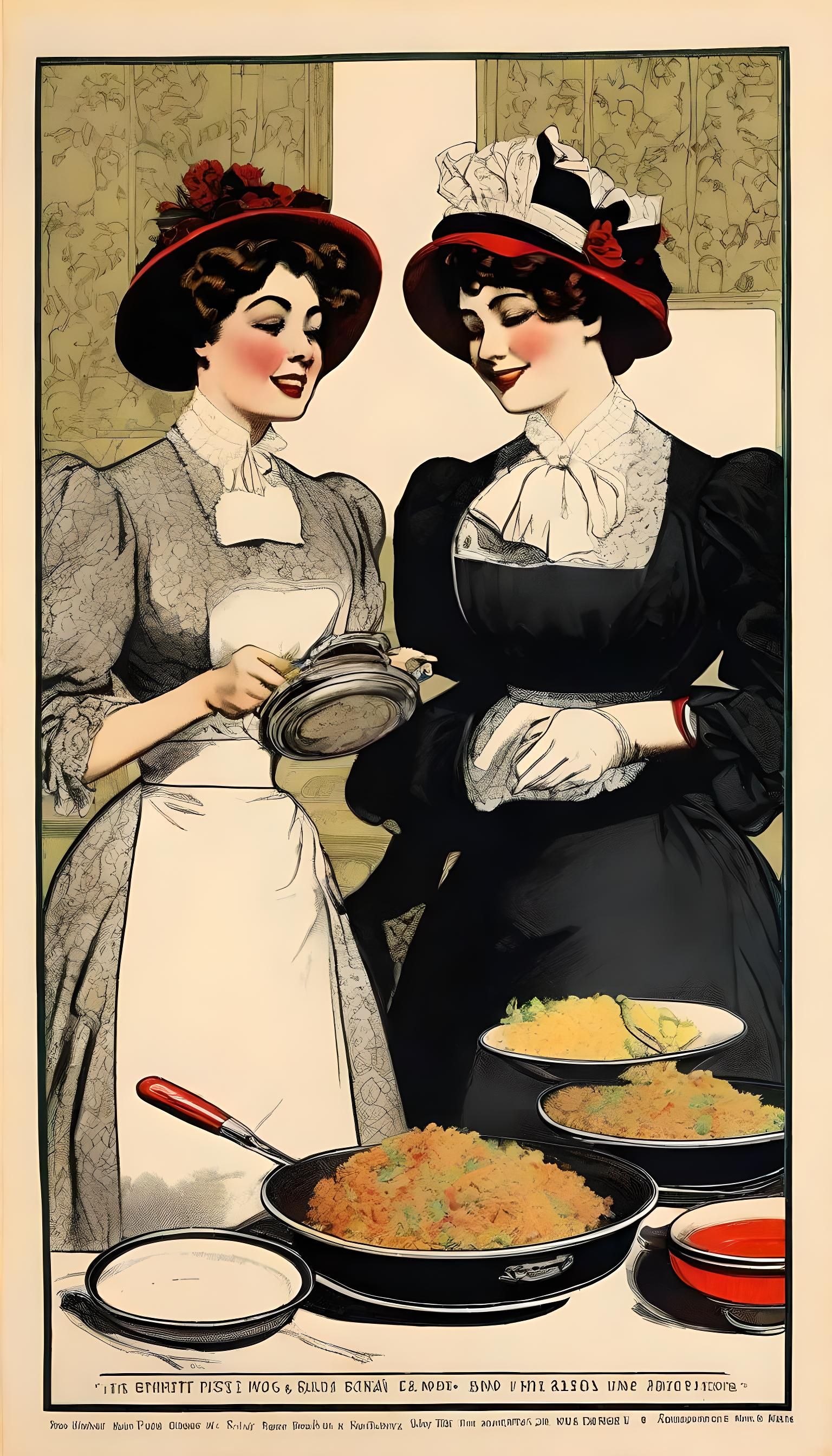 art by Charles Dana Gibson of Gibson Girls, two Gibson Girls...