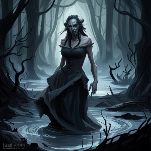 Dark Fantasy Ghoul in a Spooky Swamp