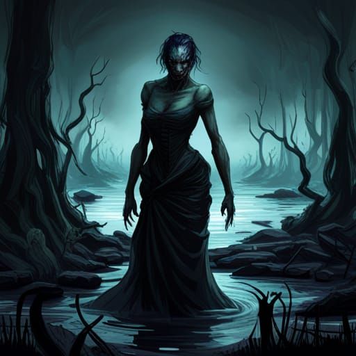 Ghoul in a Swamp: Dark Fantasy Horror Portrait