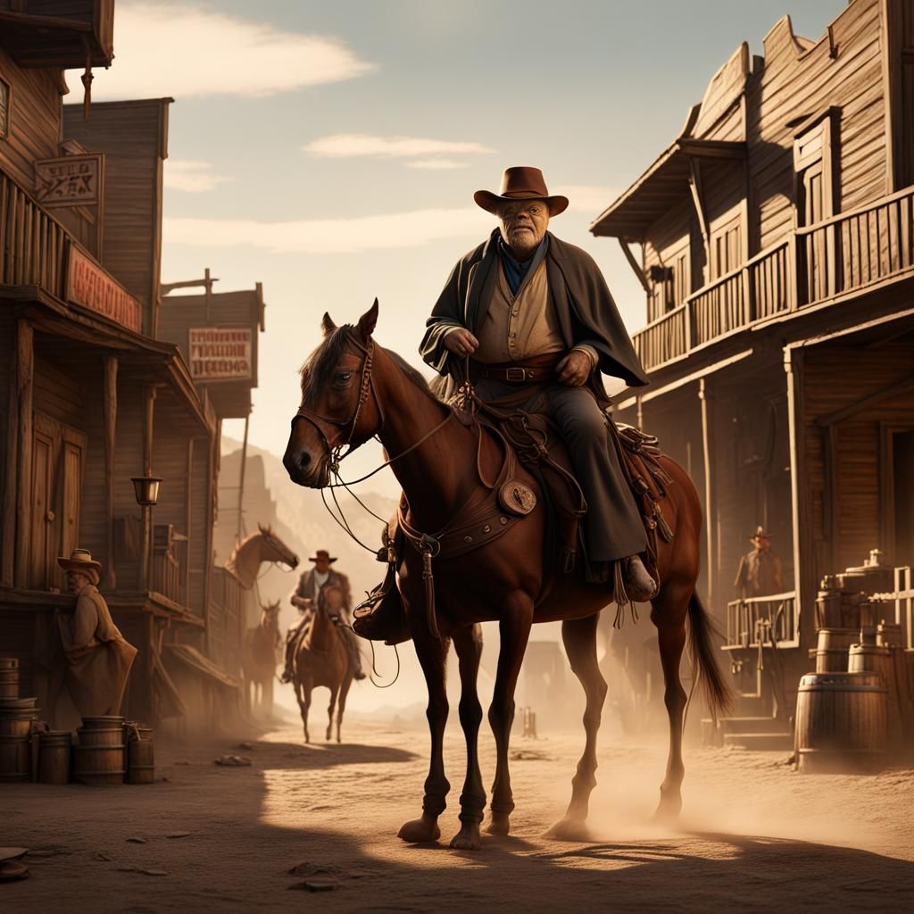 Orson Welles and Yoda as Cowboys