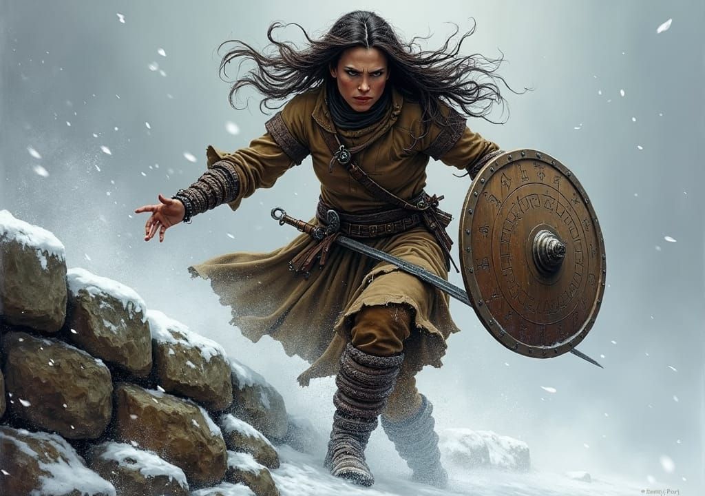 Hlín: Norse Goddess of Protection in Oil Painting Style